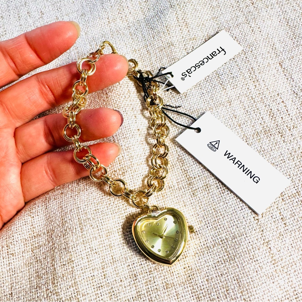 Francesca's Collections Gold Heart Charm Watch